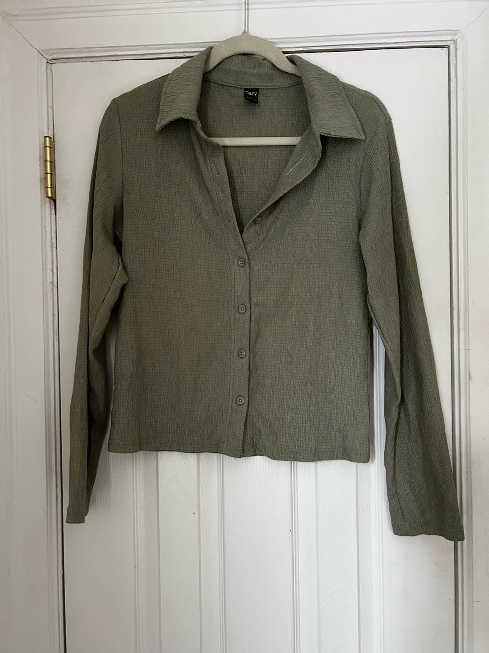 Sage Green Button-Down Collared Top